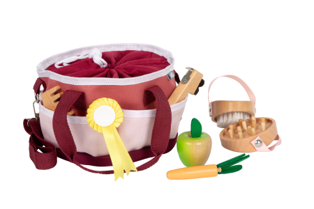 Pferdepflegeset mit Tasche rot ,  wunderbar zum Spielen